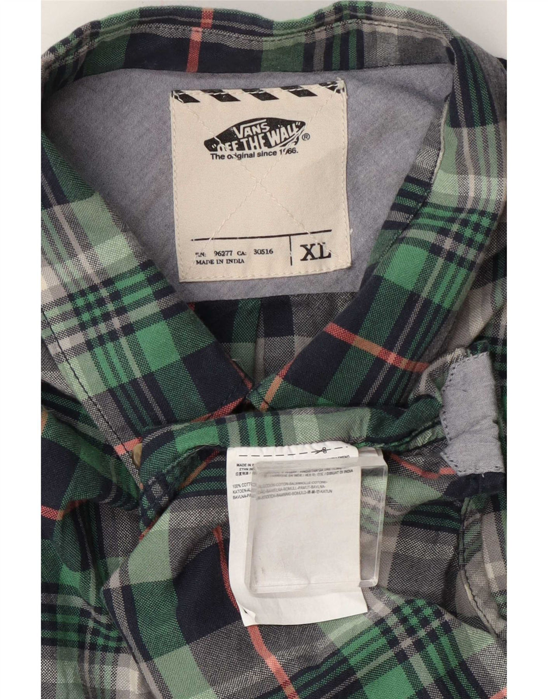 Vans Herren-Flanellhemd XL, grün kariert, Baumwolle