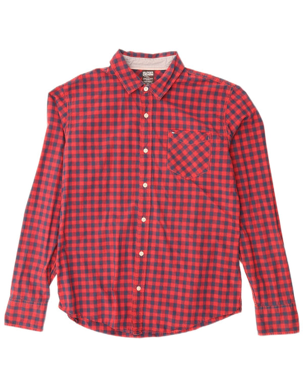 Tommy Hilfiger Herrenhemd, groß, rot kariert, Baumwolle