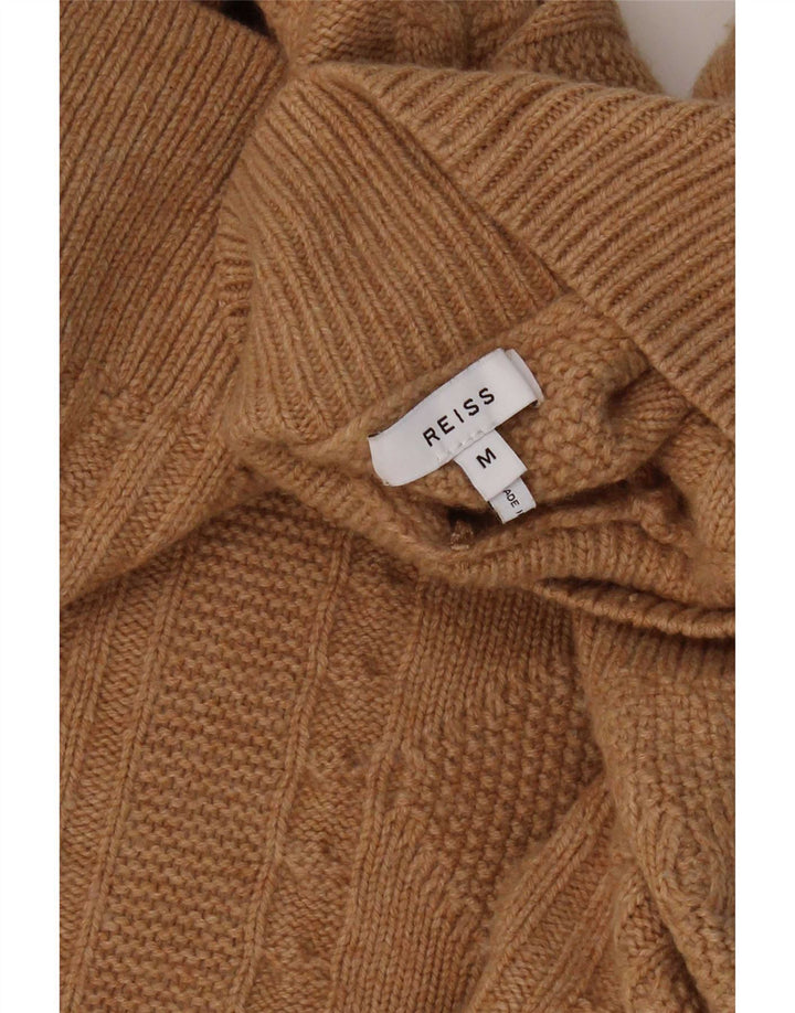 Reiss Damen-Pullover mit Rollkragen, übergroß, UK 14, mittelbraune Wolle