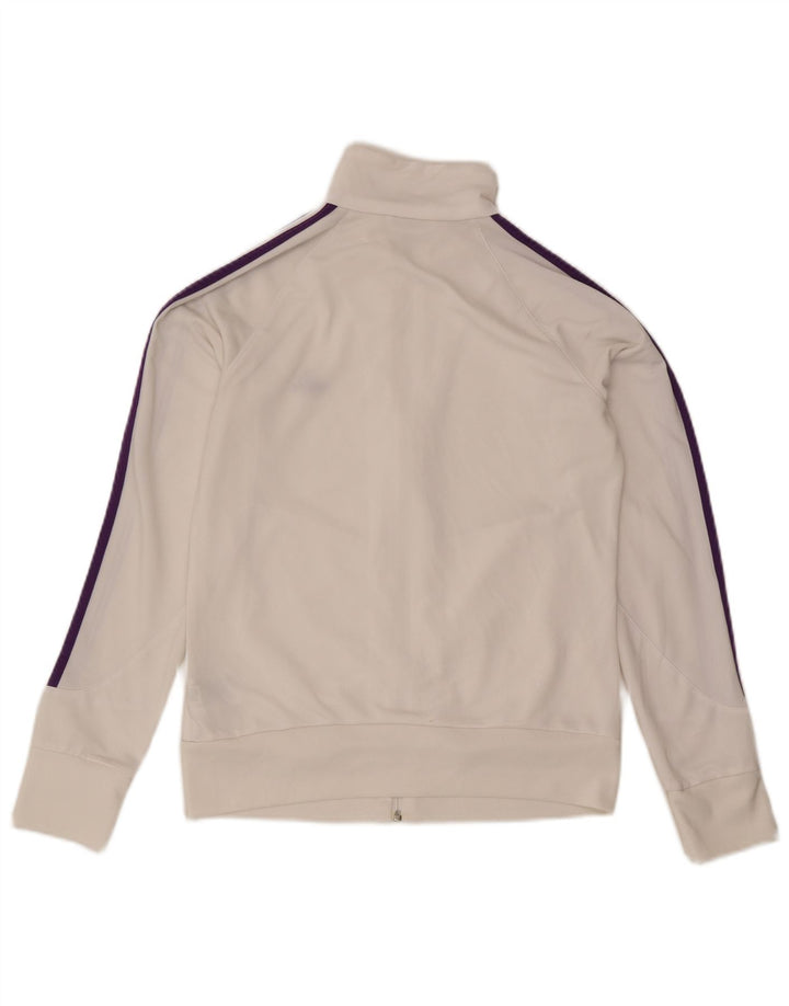 Adidas Damen Trainingsanzug Top Jacke UK 12/14 Mittelweißes Polyester