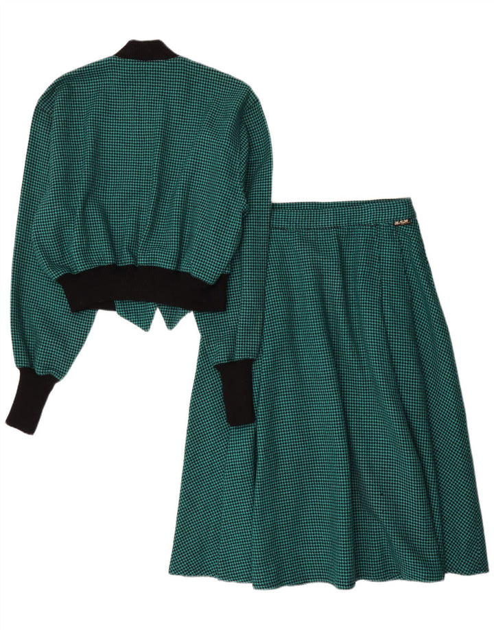 Vintage Damen 2-teiliges Rockset IT 44 Medium W28 Grüner Hahnentritt