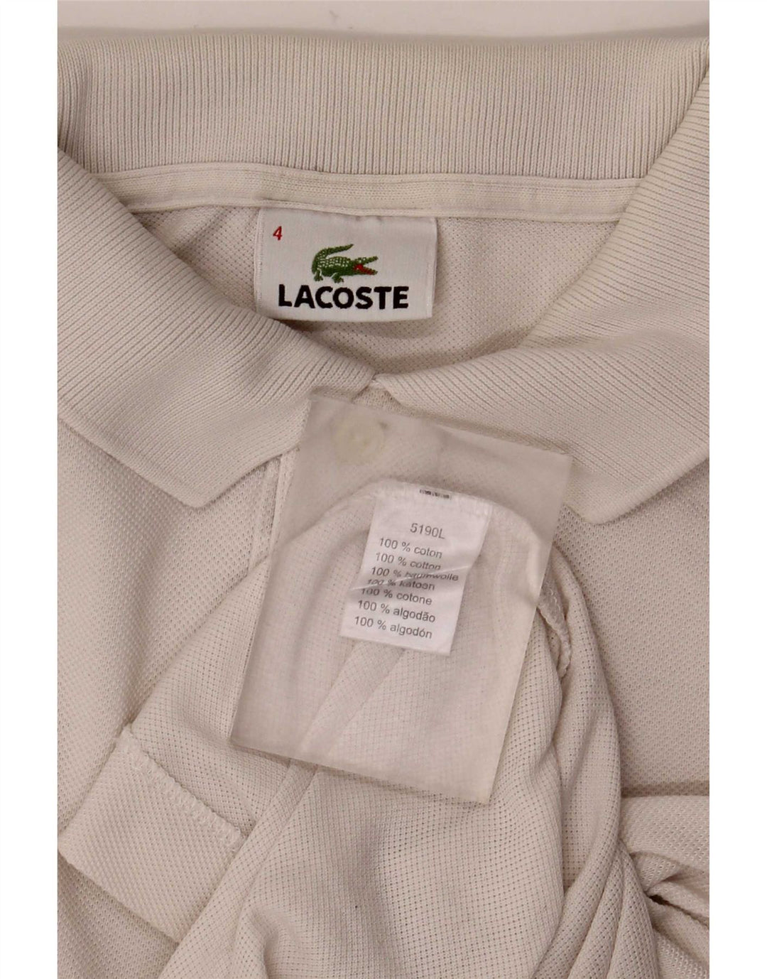 Lacoste Herren-Poloshirt, Größe 4, mittelweiße Baumwolle