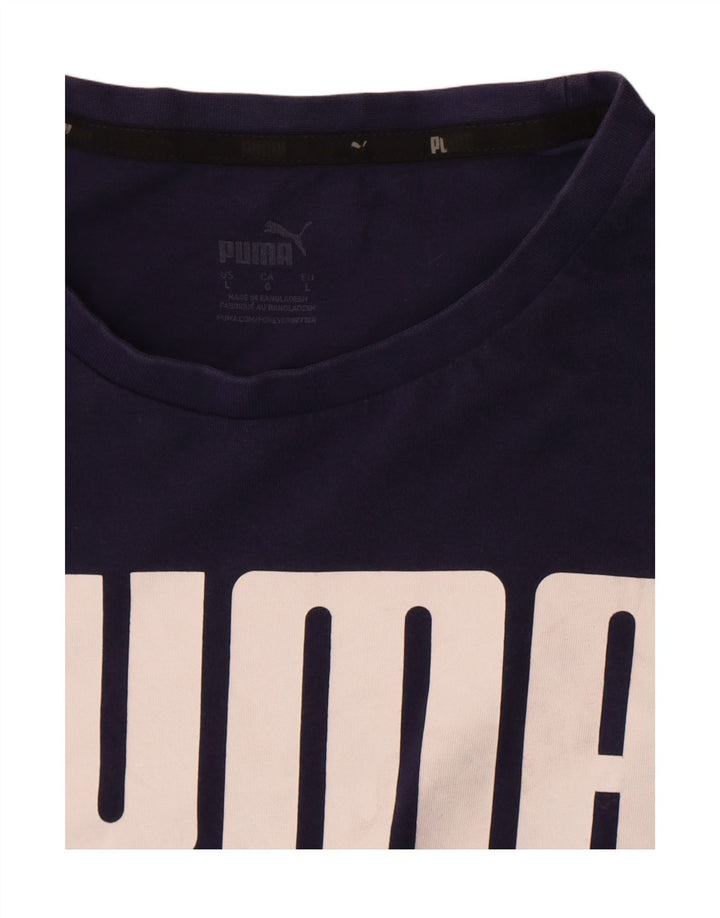 Puma Herren Grafik T-Shirt Top Large Marineblau