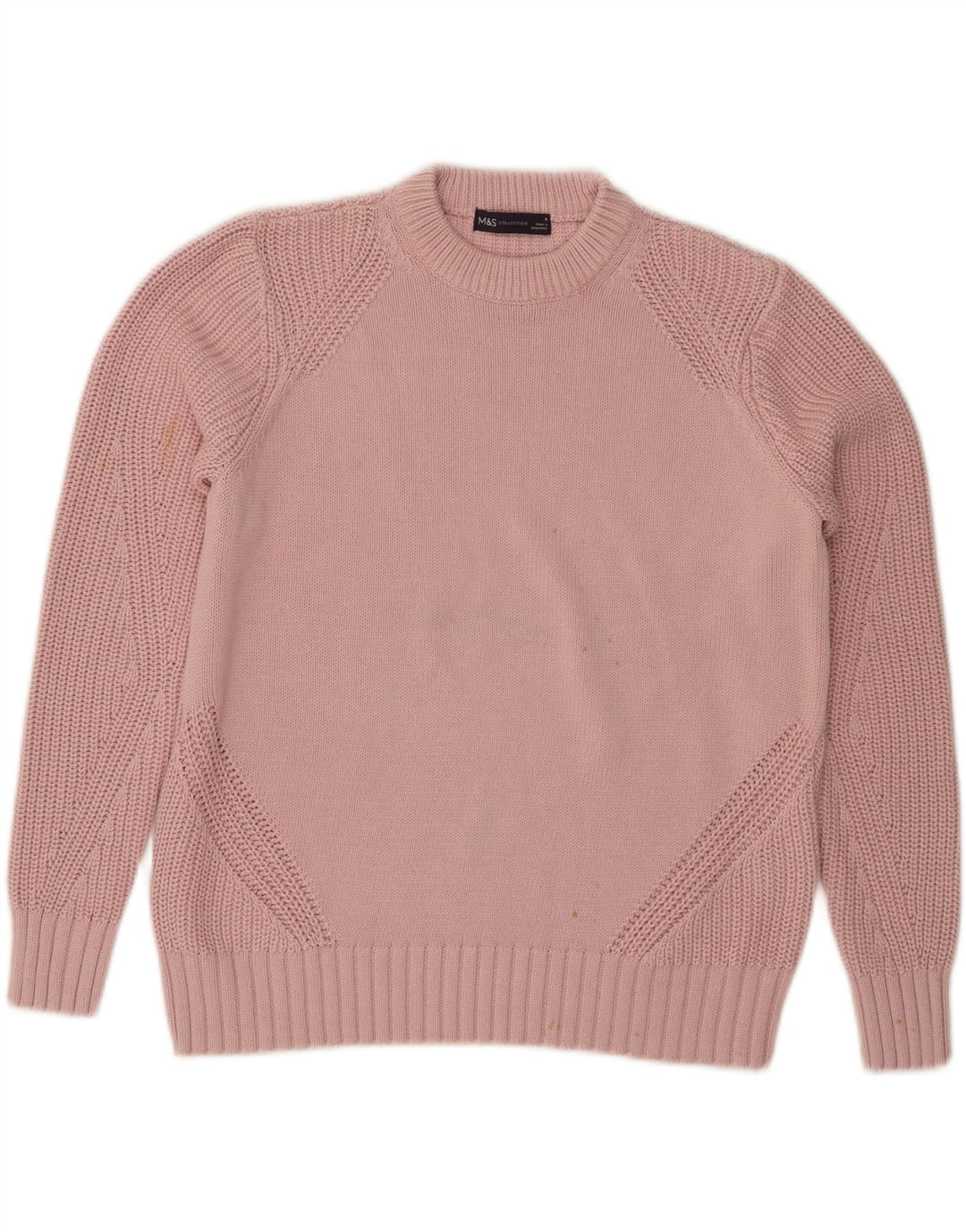 Marks & Spencer Damen-Pullover mit Rundhalsausschnitt, Gr. 14, mittelrosa, Baumwolle