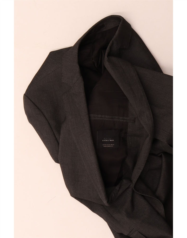 Zara Herren-Blazer mit 2 Knöpfen, EU 48, mittelgraue Viskose