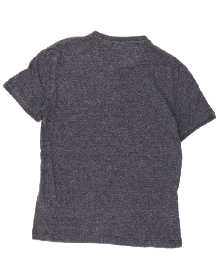Superdry Herren T-Shirt-Oberteil aus mittelblau gefleckter Baumwolle