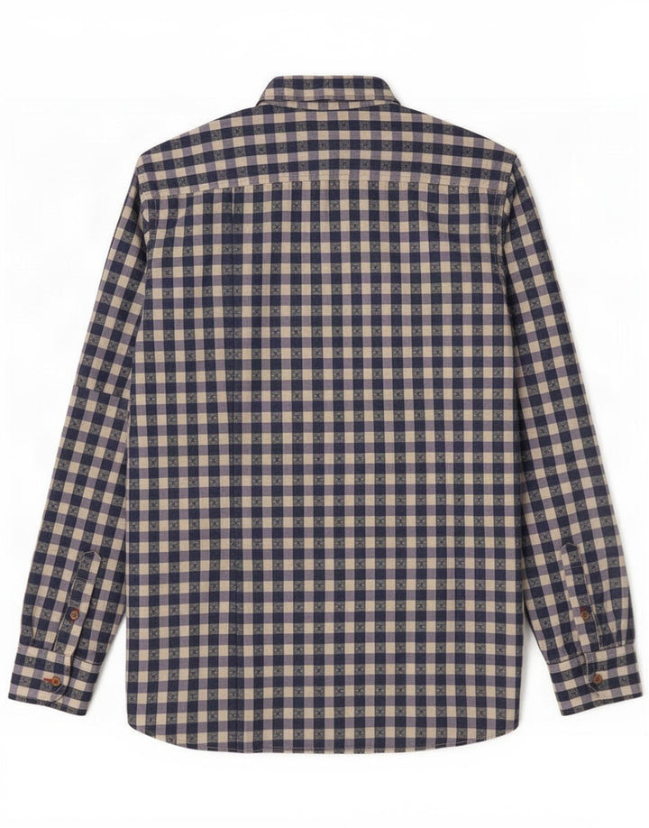 Ted Baker Herrenhemd, Größe 4, groß, lila Gingham-Baumwolle