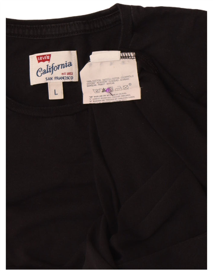 Levi's Damen T-Shirt Top UK 14 Large Schwarz Baumwolle