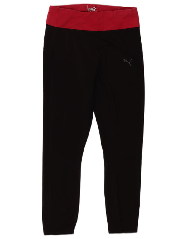 Puma Womens Crop Leggings UK 8 Small Schwarzes Colourblock-Polyester