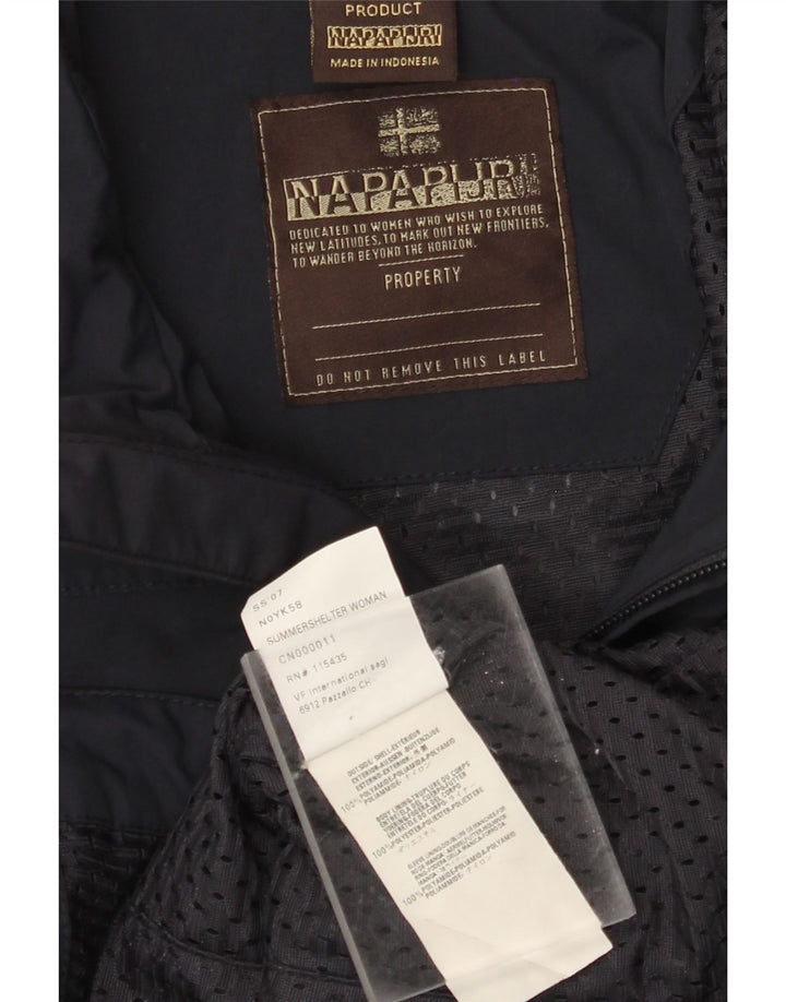 Napapijri Damen Regenjacke UK 12 Medium Marineblau Polyamid