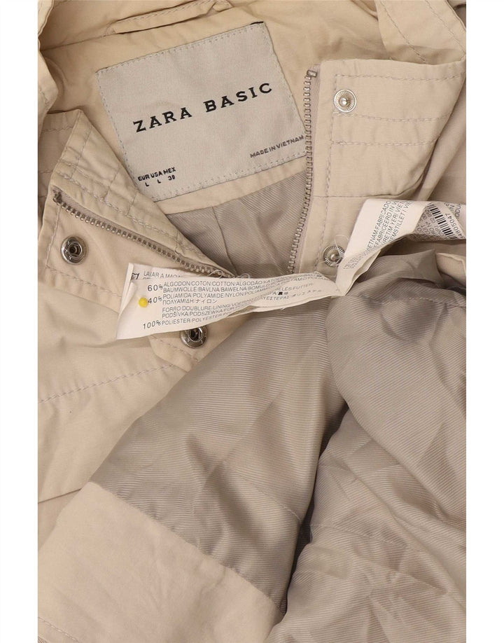 Zara Damen Militärjacke UK 14 mittelgraue Baumwolle