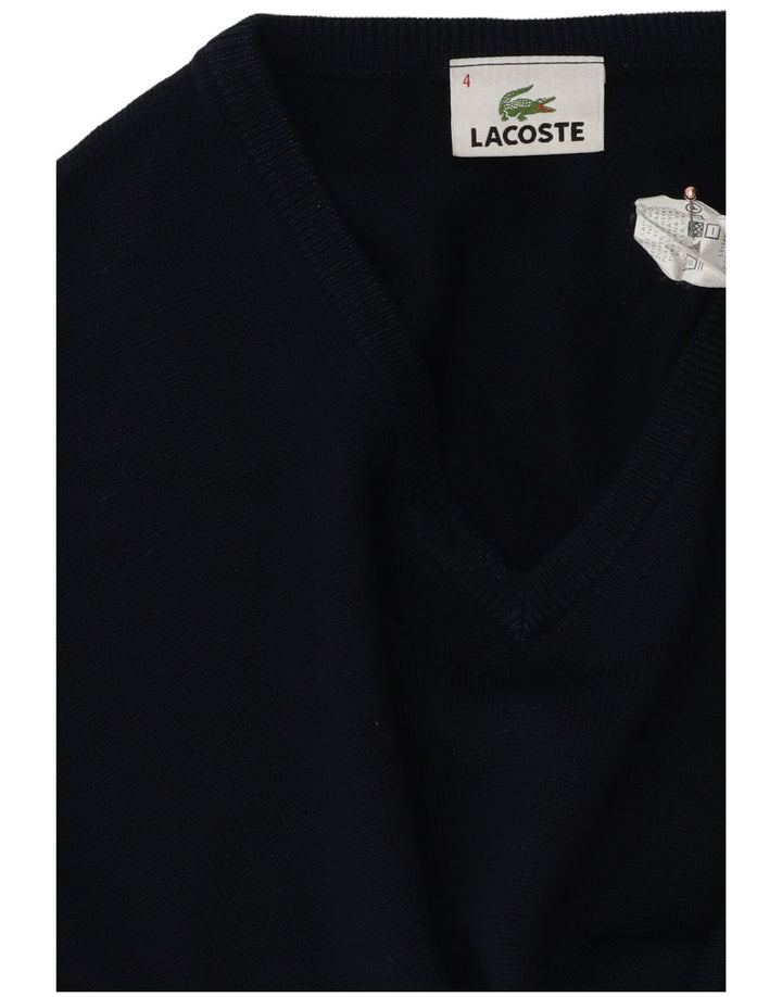 Lacoste Herren-Pullover mit V-Ausschnitt, Größe 4, mittlere marineblaue Schurwolle