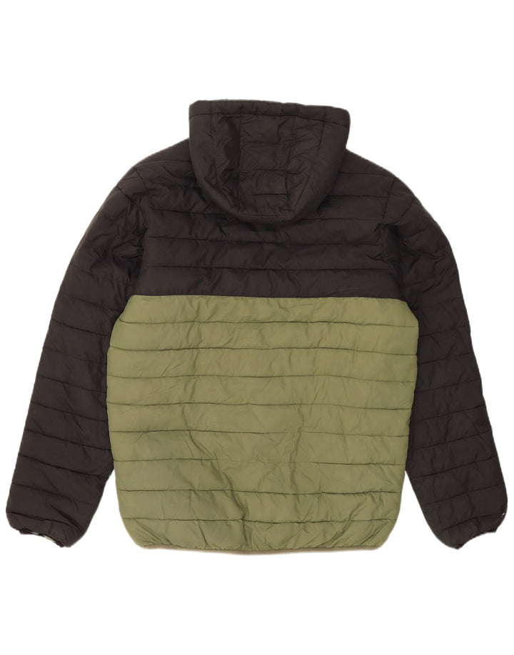 Quiksilver wattierte Herrenjacke mit Kapuze, UK 38, Mittelgrün, Farbblock