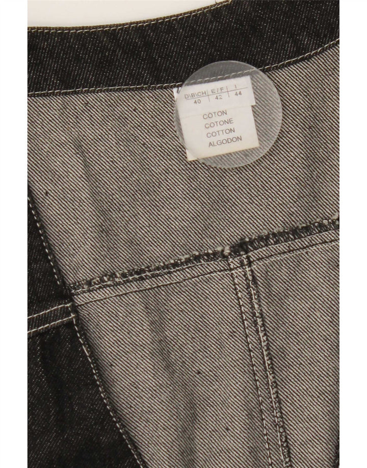 Vintage Damen Grafische Longline-Jeansweste IT 44 Mittelschwarz geblümt