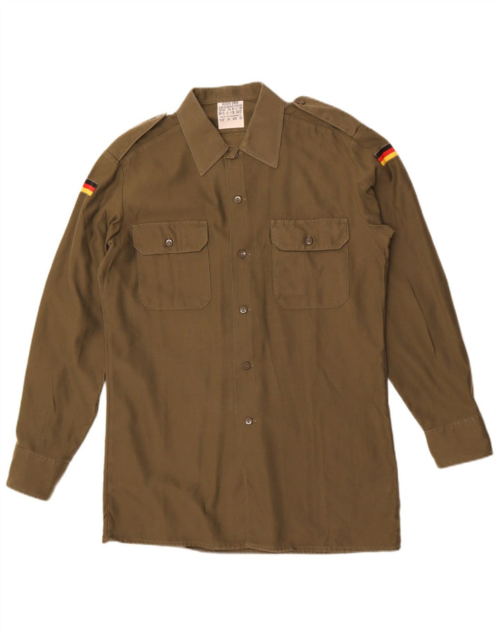 Vintage Herren Militärhemd Größe 39/40 Medium Khaki Polyester