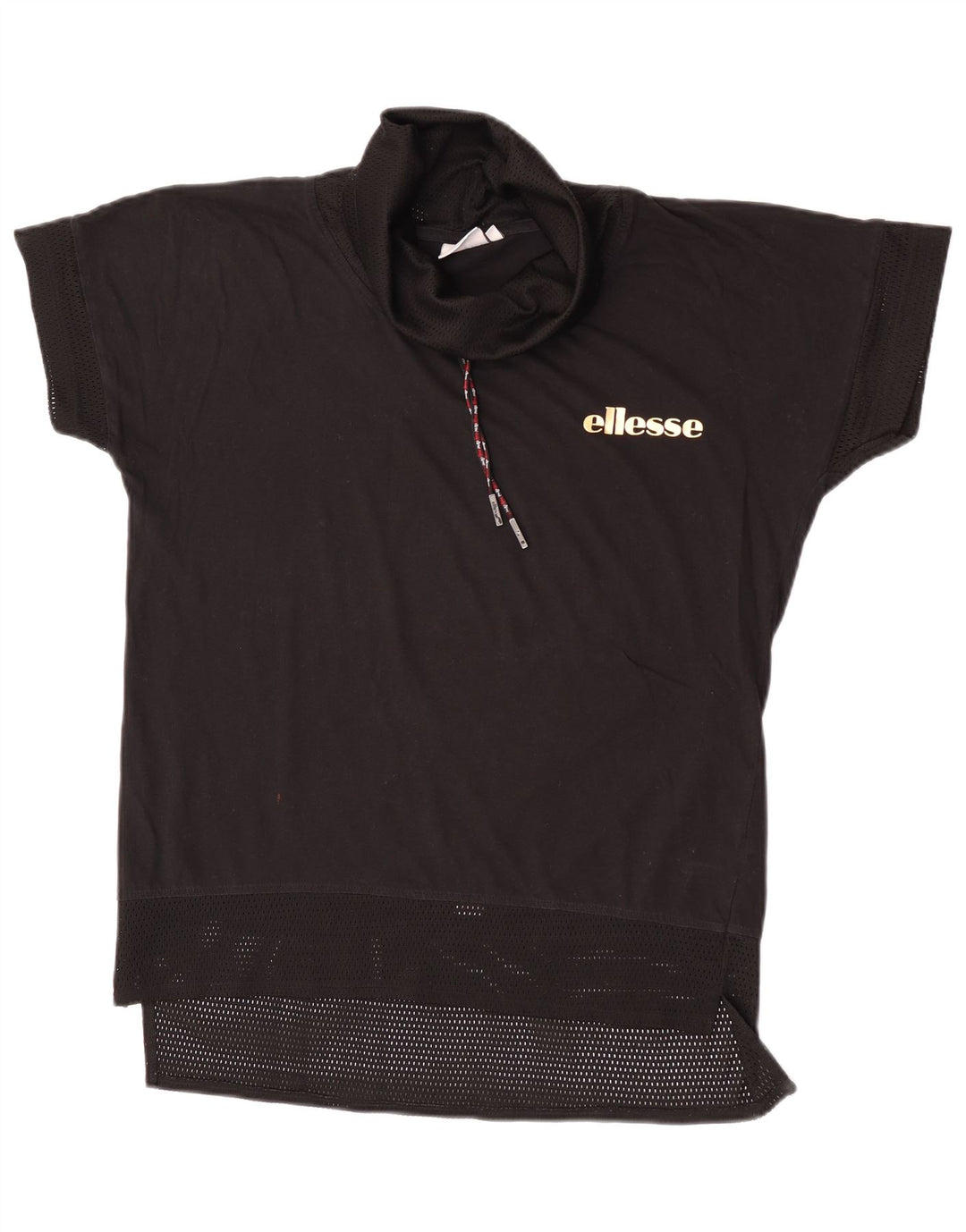 Ellesse Womens Graphic T-Shirt Top UK 14 Mittelschwarze Baumwolle
