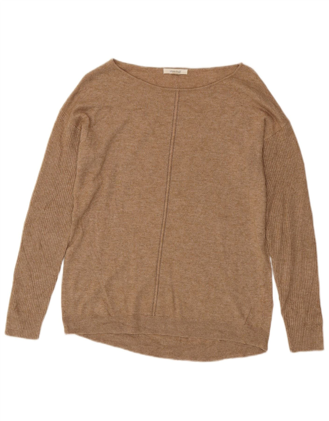 WHITE STUFF Damen-Pullover mit U-Boot-Ausschnitt, UK 12, mittelbeige Viskose