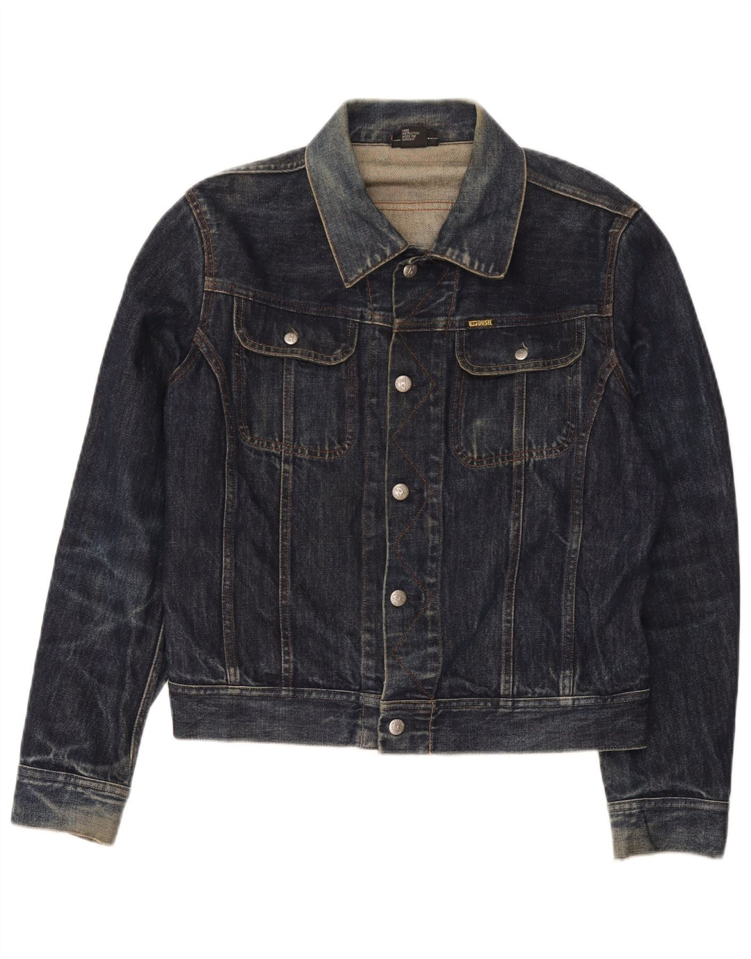 Diesel Damen Jeansjacke UK 14 Medium Marineblau Baumwolle