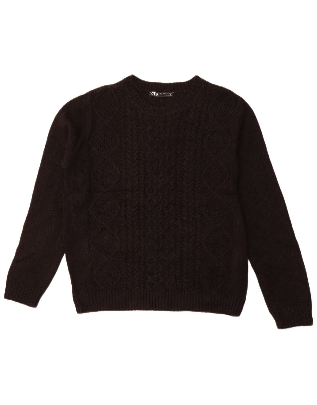 Zara Damen-Pullover mit Rundhalsausschnitt, Gr. 44, Größe L, Schwarz, Acryl