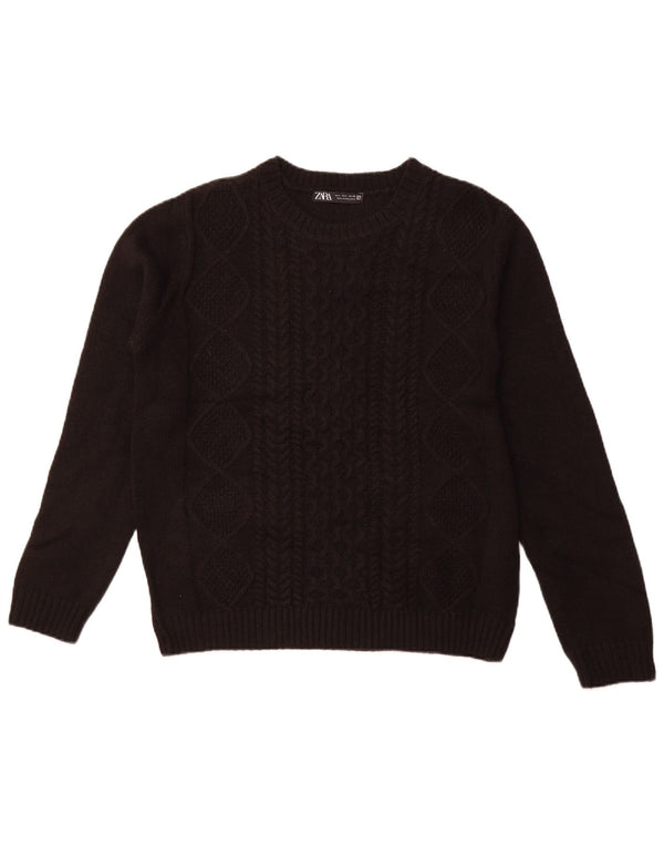 Zara Damen-Pullover mit Rundhalsausschnitt, Gr. 44, Größe L, Schwarz, Acryl