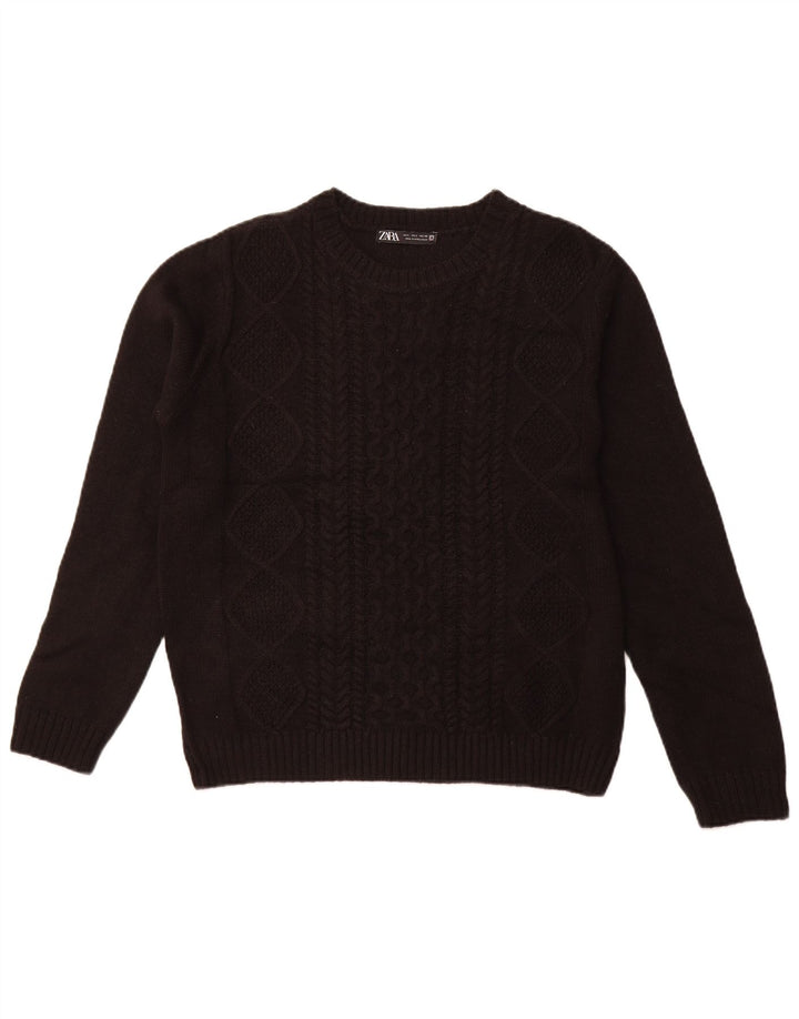 Zara Damen-Pullover mit Rundhalsausschnitt, Gr. 44, Größe L, Schwarz, Acryl