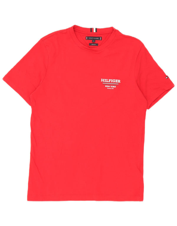 Tommy Hilfiger Herren-T-Shirt mit normaler Passform, XS, rote Baumwolle