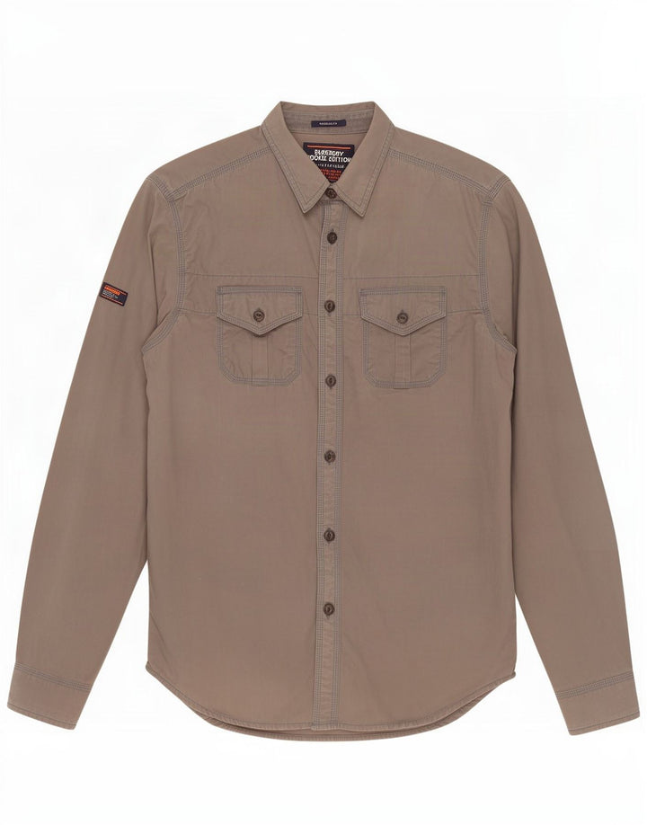 Superdry Herren-Hemd in normaler Passform aus mittelgrauer Baumwolle