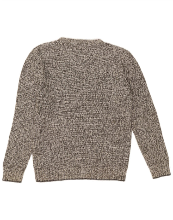 Fat Face Herren-Pullover mit Rundhalsausschnitt, mittelgrau gesprenkelte Baumwolle