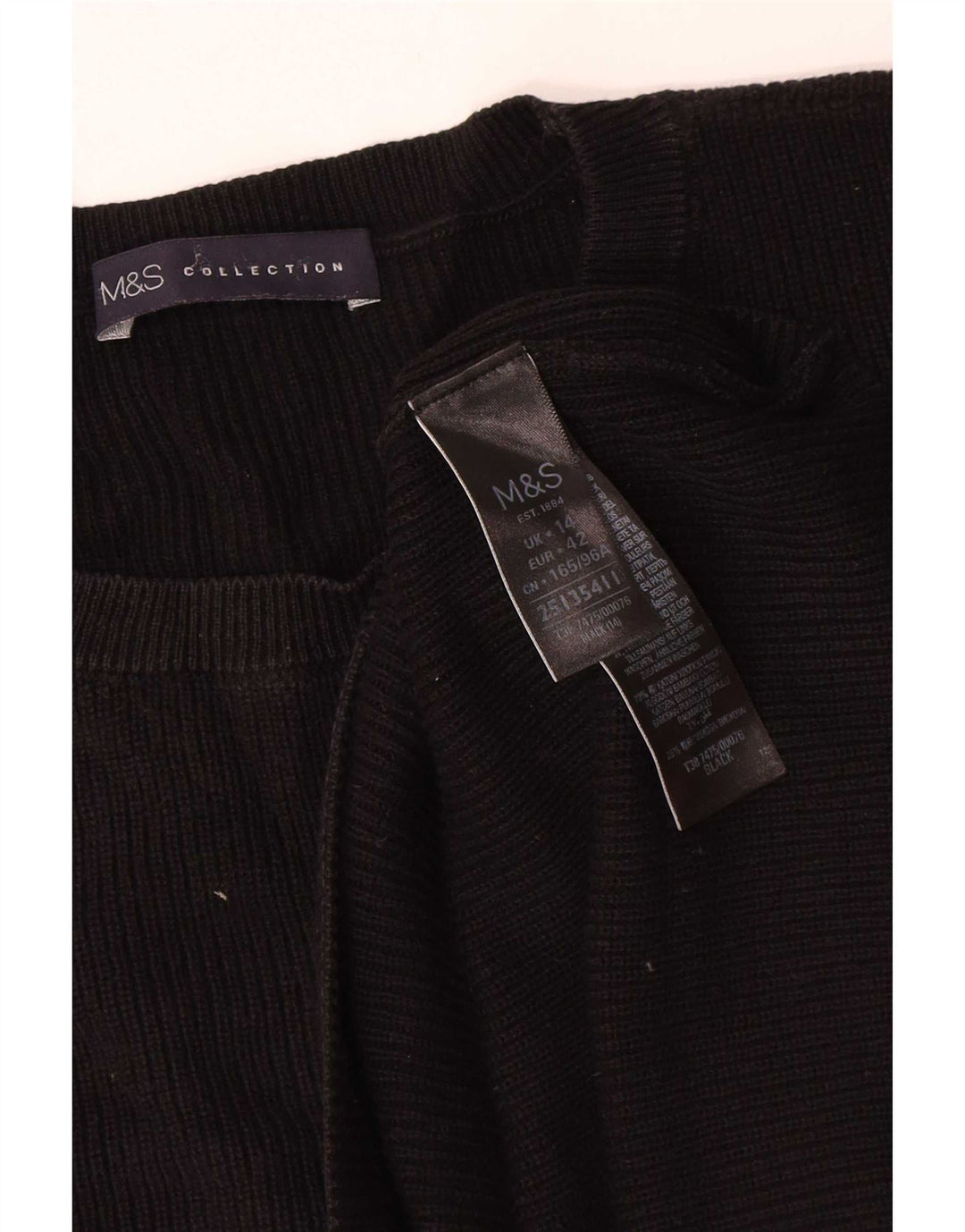 Marks & Spencer Damen-Pullover mit Rundhalsausschnitt, Größe 44, Schwarz