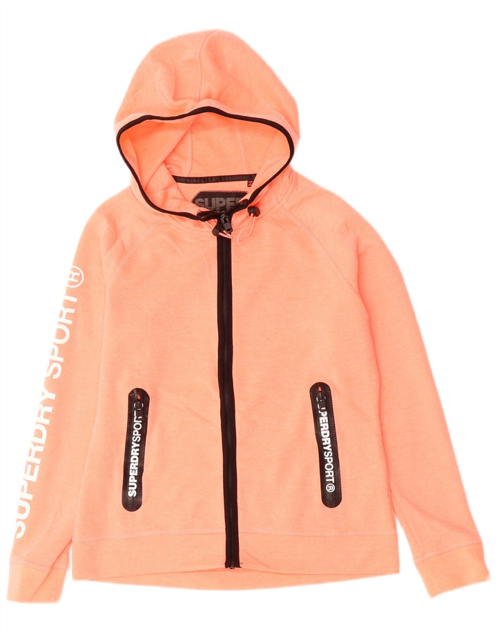 SUPERDRY Damen-Kapuzenpullover mit grafischem Reißverschluss, UK 16, Größe L, Orange, Polyester