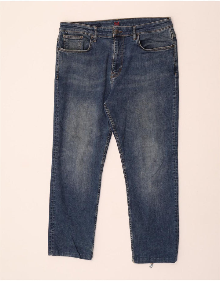 Crew Clothing Herren Regular Straight Jeans W38 L27 Blaue Baumwolle