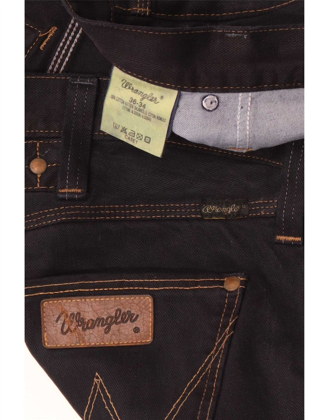Wrangler Herren Casey Straight Jeans W36 L34 Schwarze Baumwolle