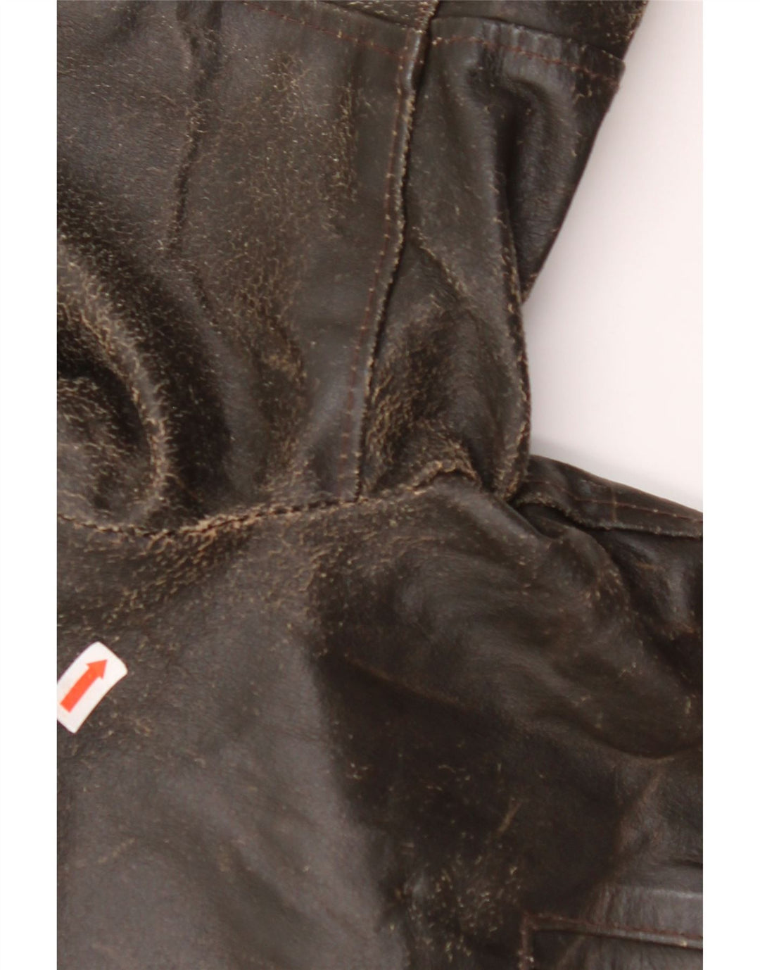 VINTAGE Damen Lederjacke mit 3/4-Ärmeln, UK 14, mittelbraunes Leder