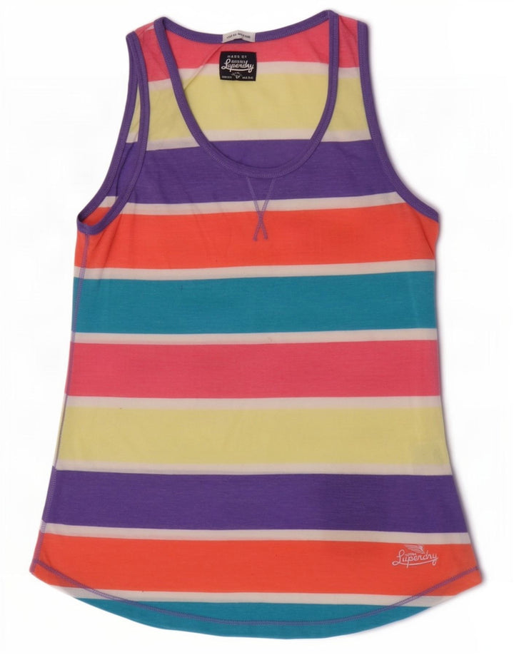 Superdry Damen-Trägershirt UK 12 Medium Mehrfarbig gestreift aus Polyester