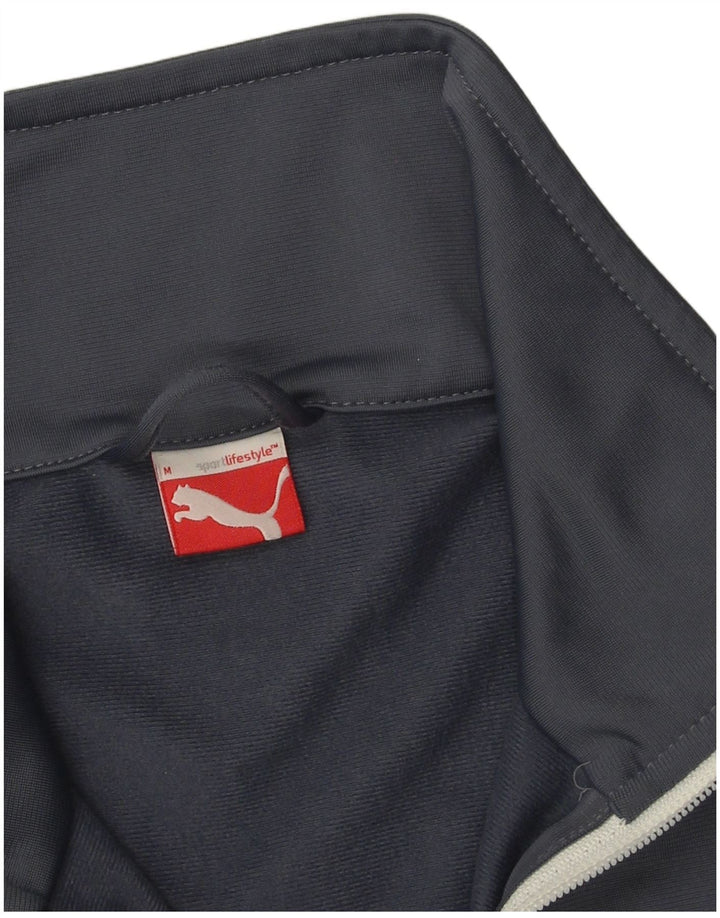 Puma Herren-Trainingsanzug-Top-Jacke, mittelblaues Farbblock-Polyester