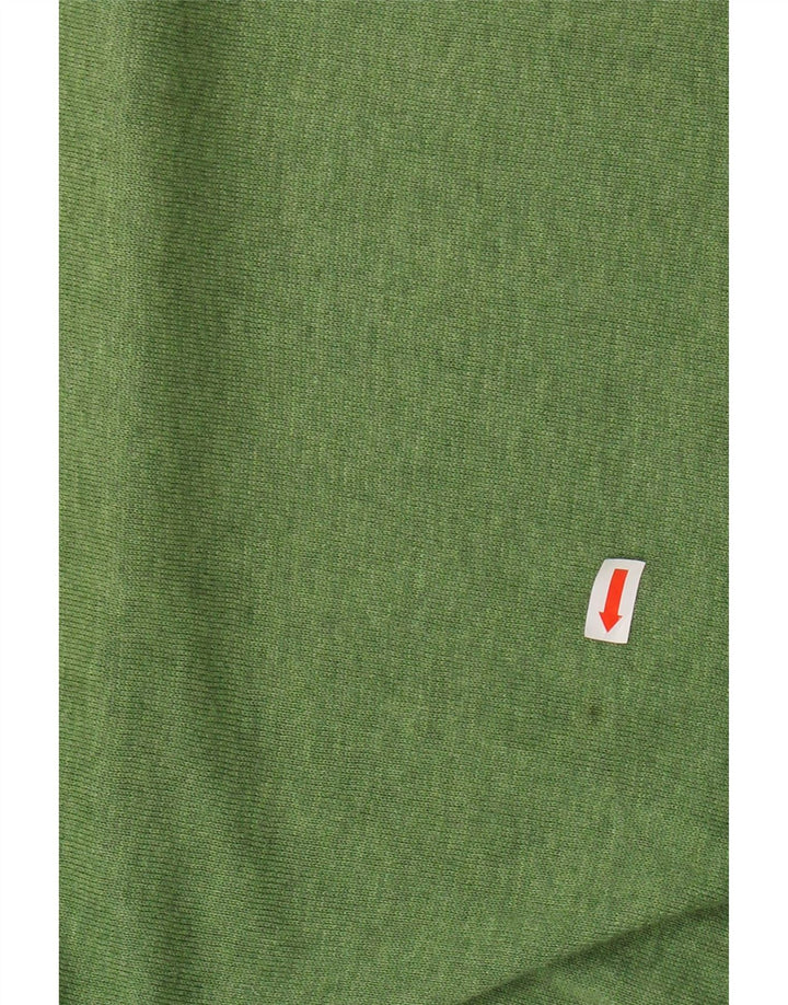 MASSIMO DUTTI Damen-Pullover mit V-Ausschnitt, UK 16, Größe L, grüne Baumwolle