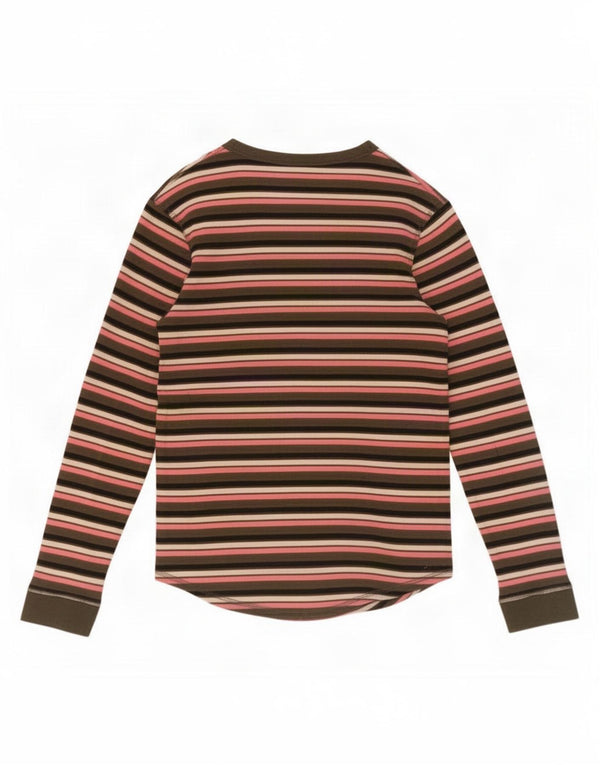 Marks & Spencer Damen Top Langarm UK 14 Große rosa gestreifte Baumwolle
