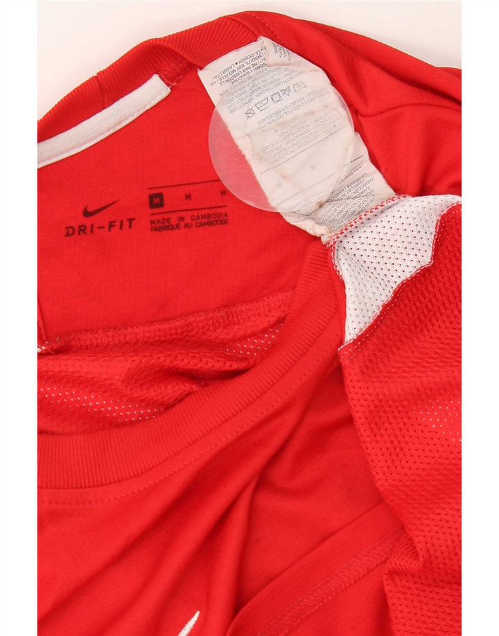 Nike Herren Dri Fit T-Shirt Top Mittelrotes Polyester