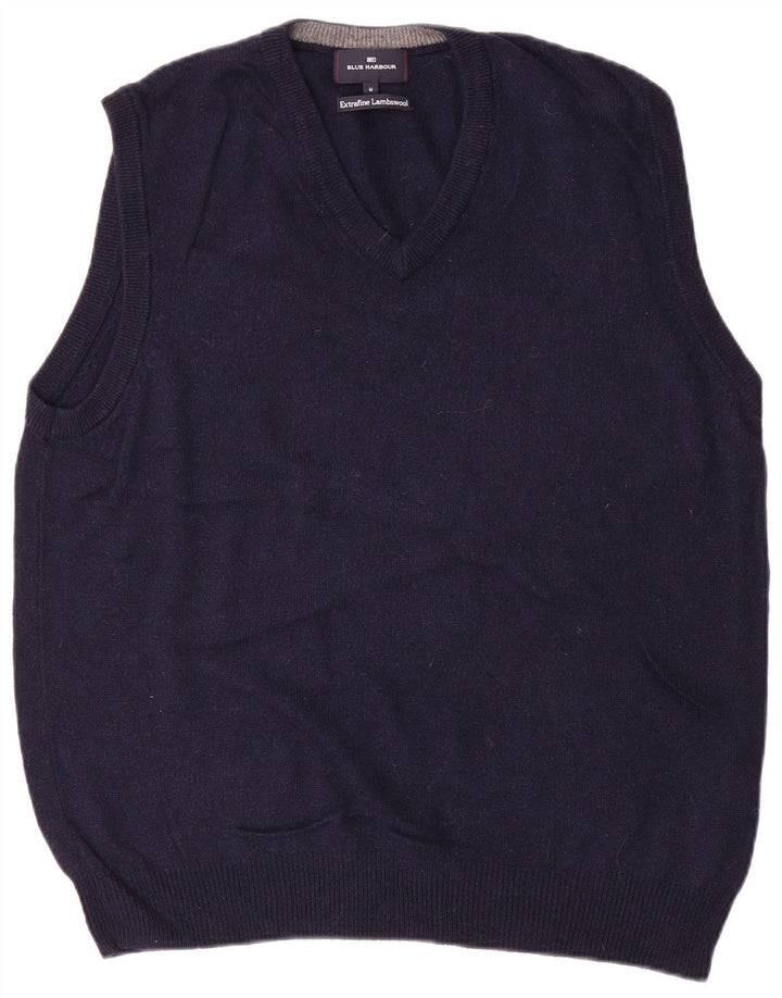 MARKS & SPENCER Herren Blue Harbor Vest Tank Top Medium Marineblaue Wolle