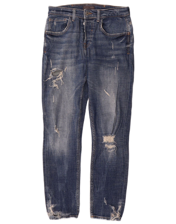 ZARA Herren Distressed Slim Jeans EU 40 Mittel W31 L30 Blaue Baumwolle