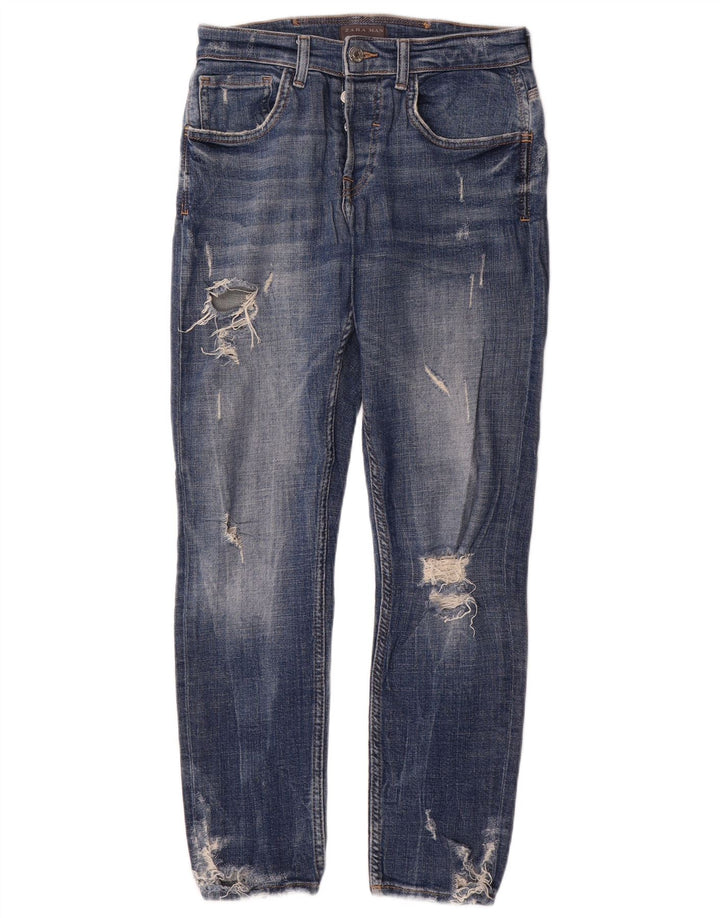 ZARA Herren Distressed Slim Jeans EU 40 Mittel W31 L30 Blaue Baumwolle