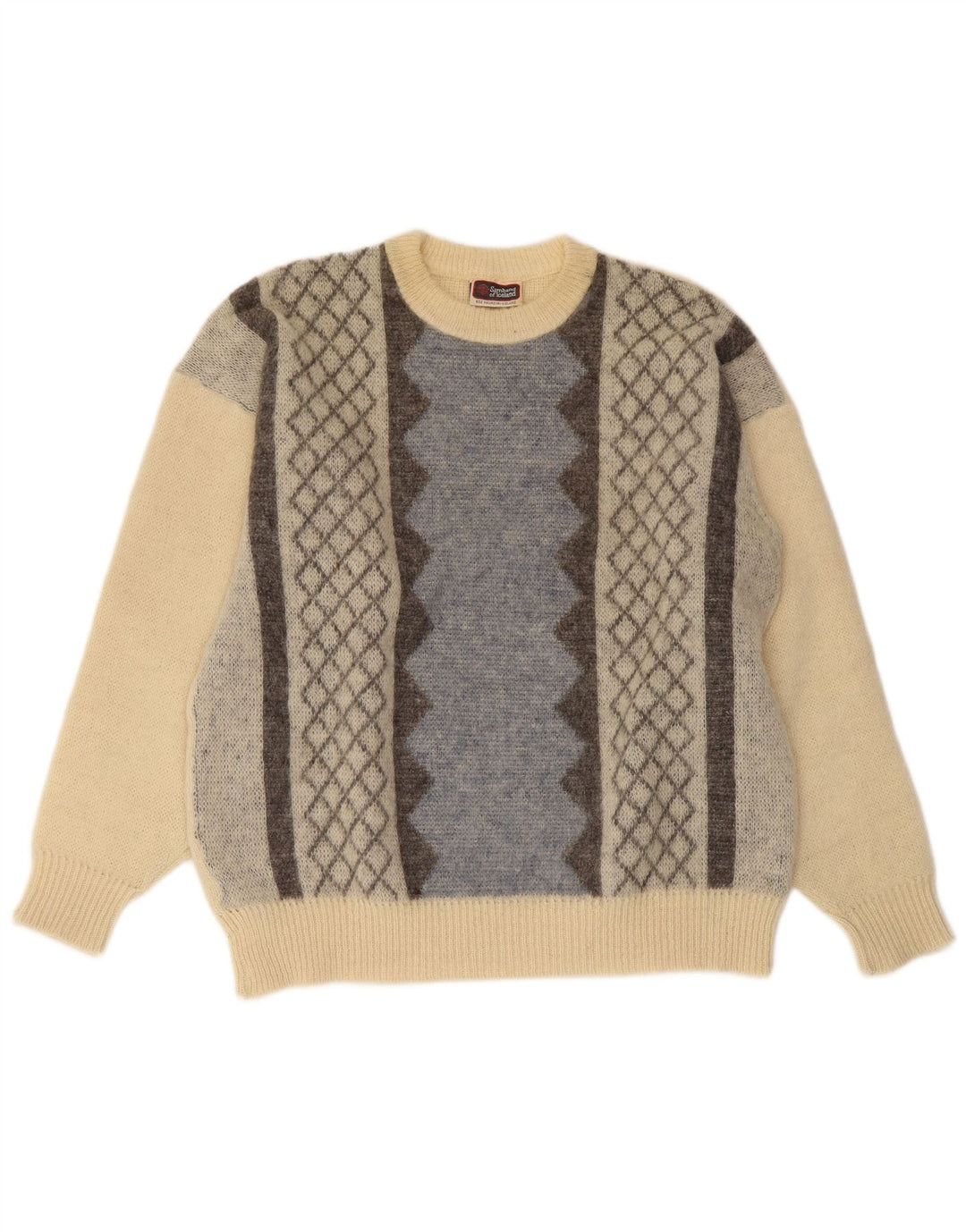 SAMBAND OF ICELAND Herren-Pullover mit Rundhalsausschnitt, Größe L, Beige