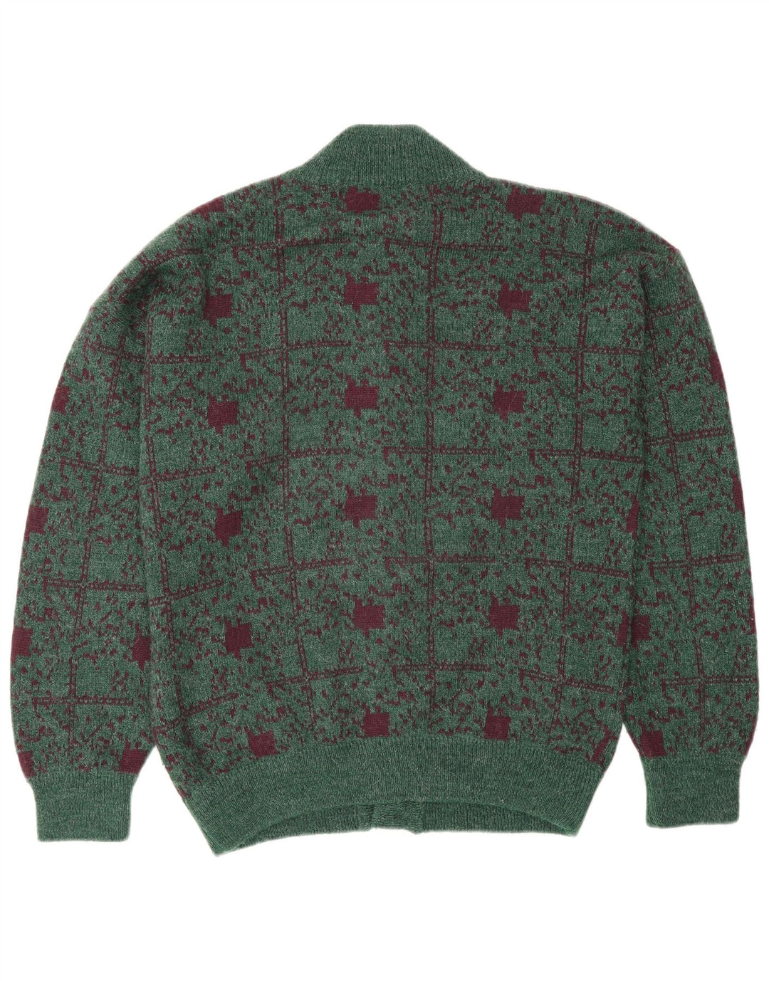 Settebello Herren-Strickjacke, groß, grün kariert, Wolle