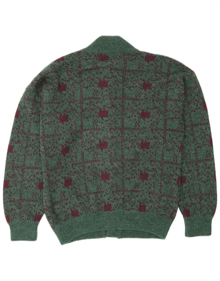 Settebello Herren-Strickjacke, groß, grün kariert, Wolle