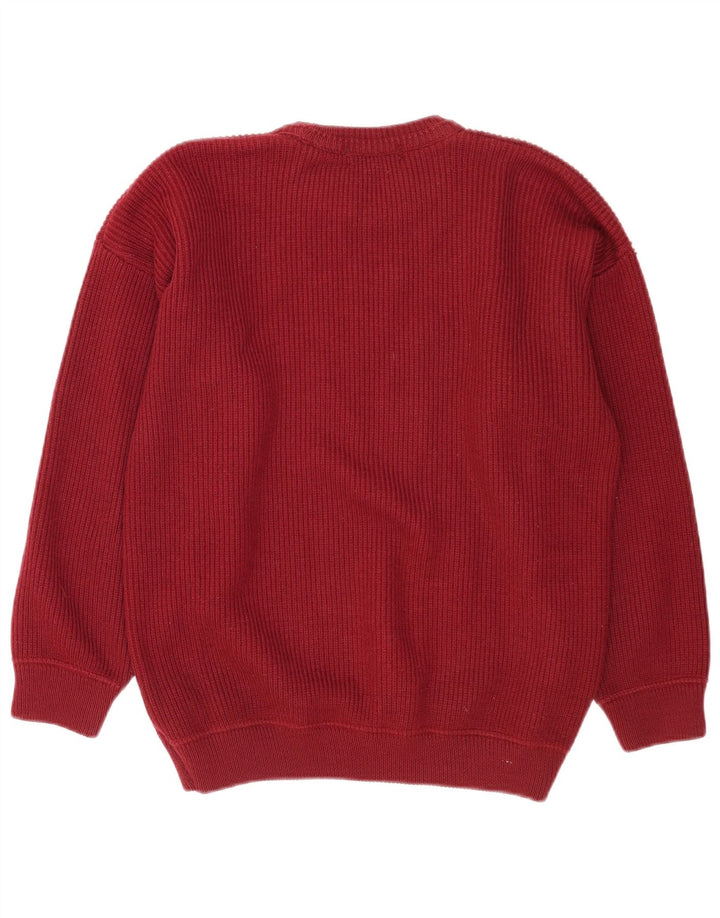 Blarney Herren-Pullover mit Rundhalsausschnitt aus mittlerer burgunderroter Wolle