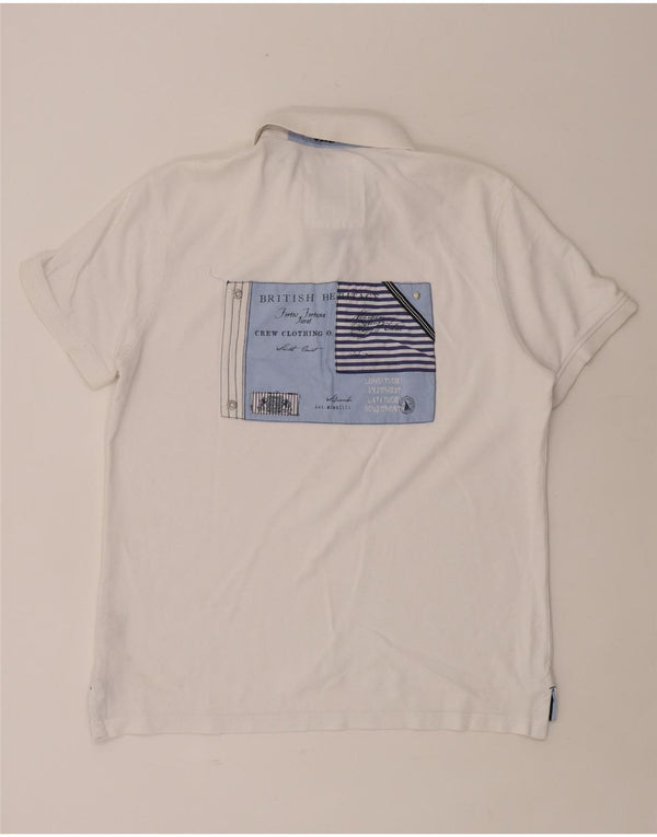 CREW CLOTHING Mens Graphic Polo Shirt XL White Cotton