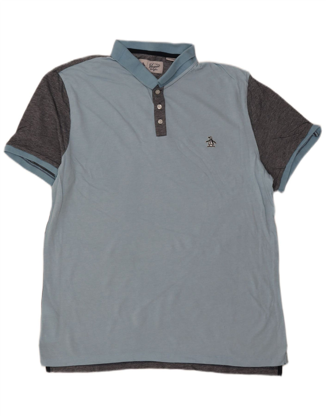 PINGUIN Herren Poloshirt 2XL Blau Colourblock Baumwolle