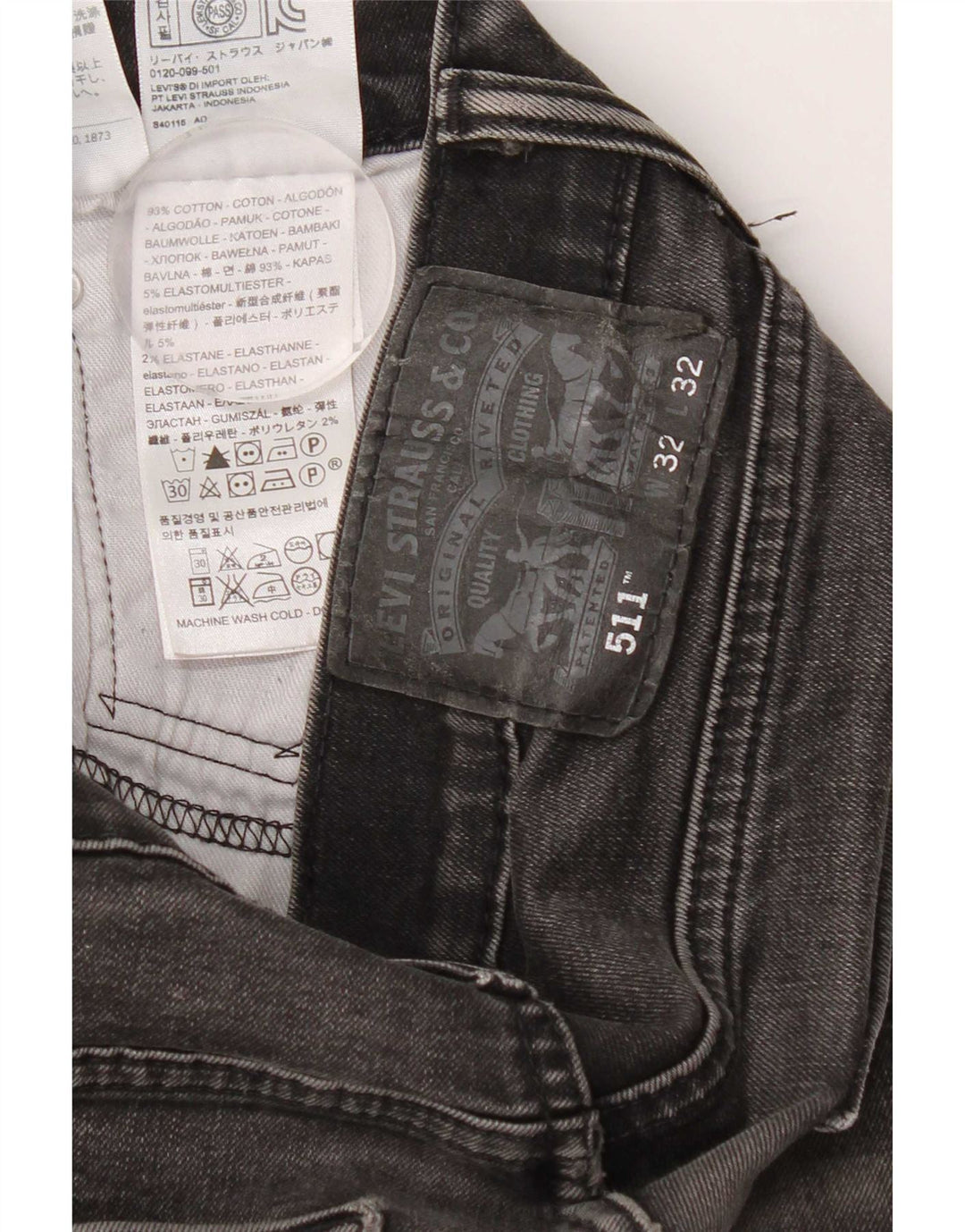 Levi's Herren 511 Slim Jeans W32 L27 Schwarze Baumwolle