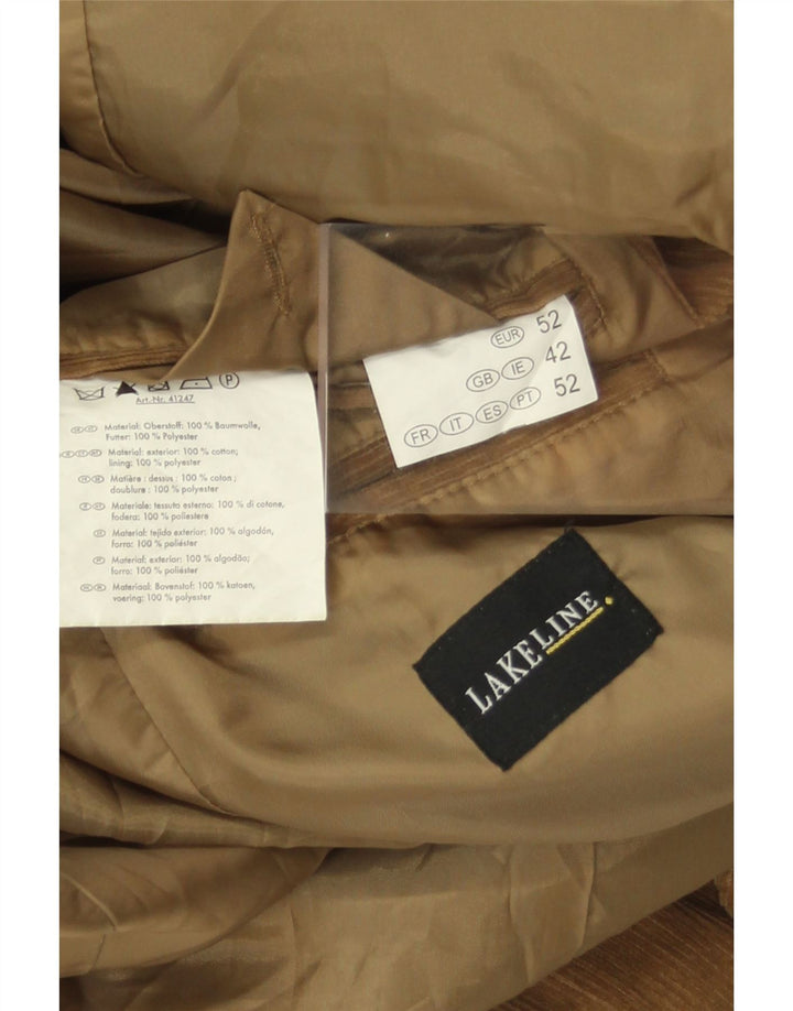 LAKELINE Mens 2 Button Corduroy Blazer Jacket UK 42 XL Brown Cotton