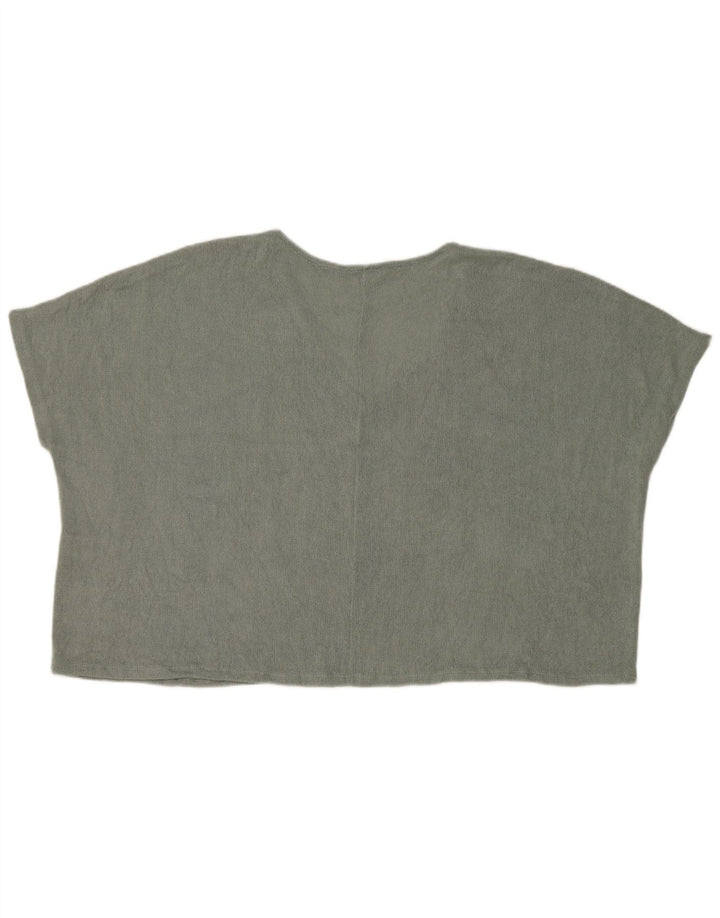 Zara Damen Crop Übergroßes Strick-Crop-Top UK 14 Mittelgrüne Viskose